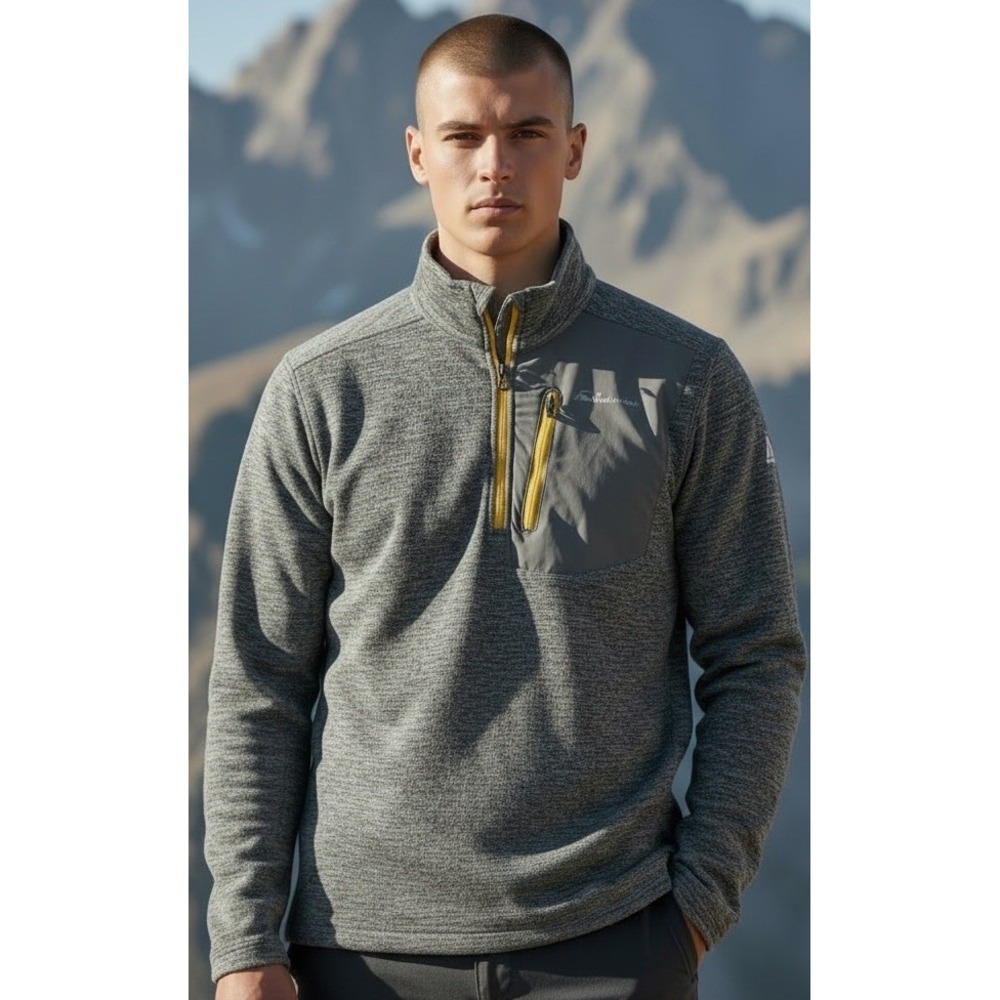 Eddie Bauer Men's Cloud Layer Pro 1/4-Zip Pullover Grey First Ascent Medium Tall